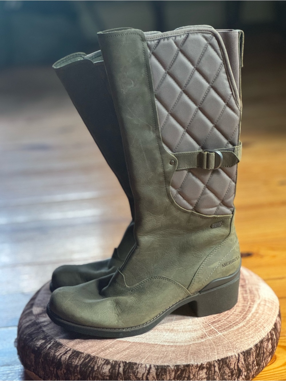 Merrell “Chateau” Olive Quilted Tall Waterproof Boots